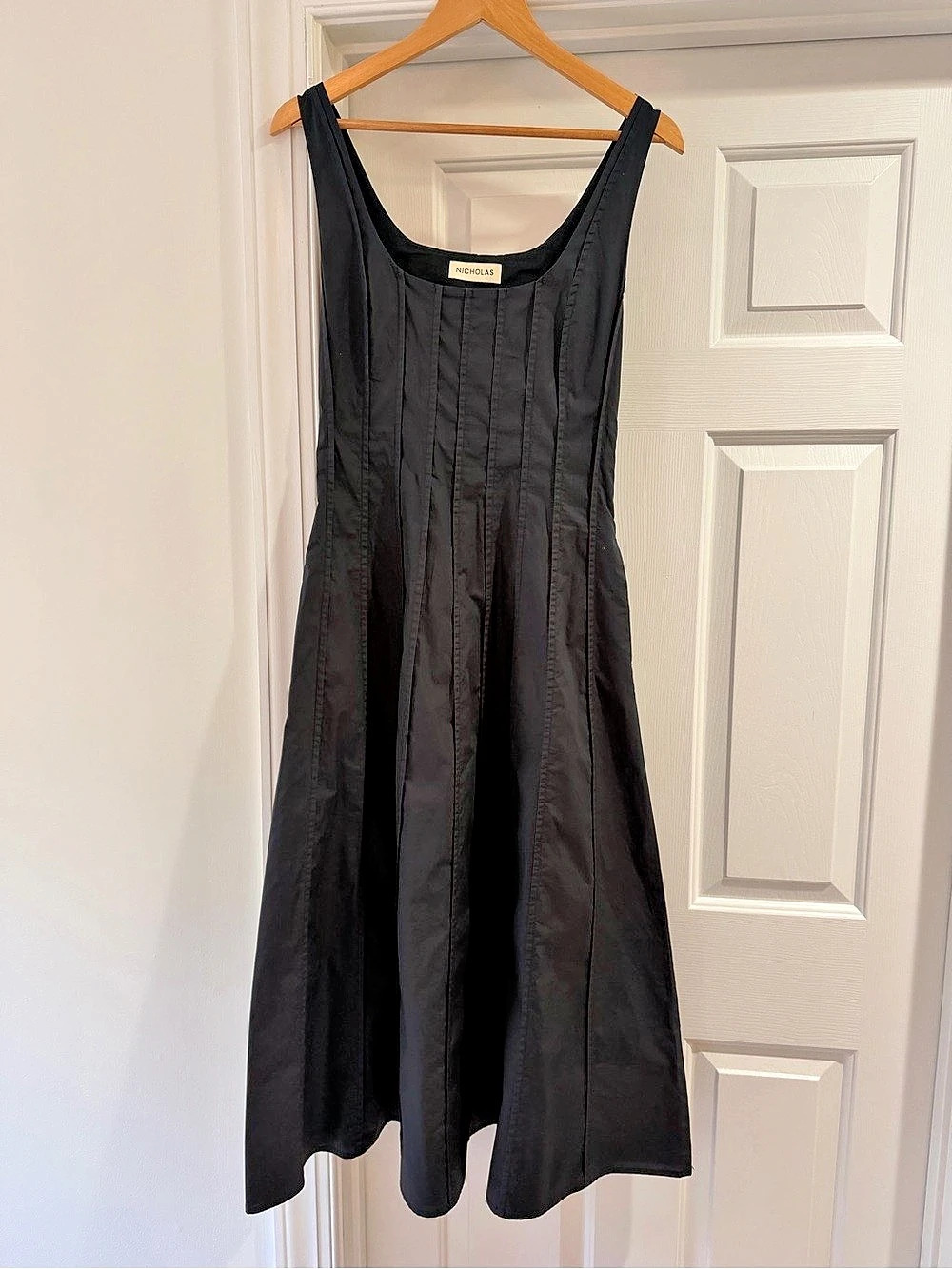 NICHOLAS Black Pleated Midi Dress